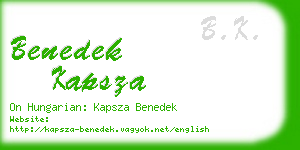 benedek kapsza business card